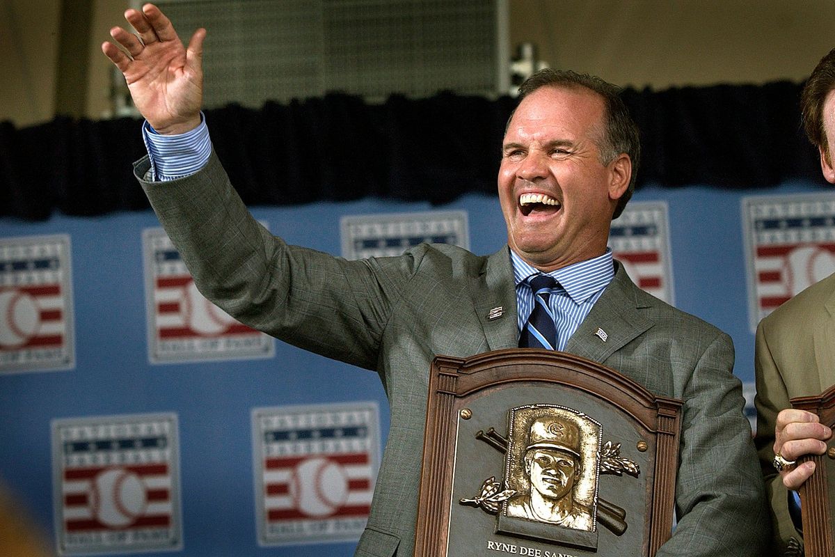 Spokane native Ryne Sandberg spots a friendly face during his 2005 induction into the Baseball Hall of Fame in Cooperstown, New York.  (Brian Plonka/The Spokesman-Review)