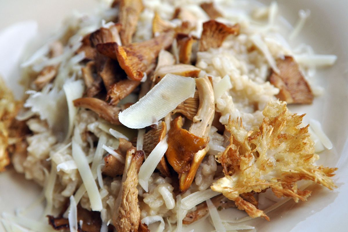The recipe for this Fall Wild Mushroom Risotto comes from Bistro on Spruce in Coeur d’Alene, which celebrates its seventh anniversary in November. (Adriana Janovich)