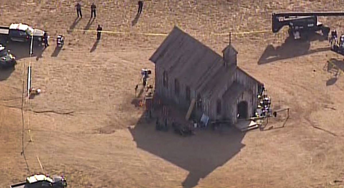 This aerial video image provided by KOAT 7 News, shows Santa Fe County Sheriff
