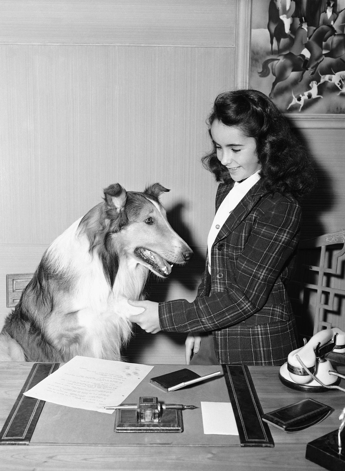 FILE - In this 1943 file photo, 11- year-old Elizabeth Taylor is shown with Lassie around the time of her performance in "Lassie Comes Home" in Los Angeles. Publicist Sally Morrison says the actress died Wednesday, March 23, 2011 in Los Angeles of congestive heart failure at age 79. (Associated Press)