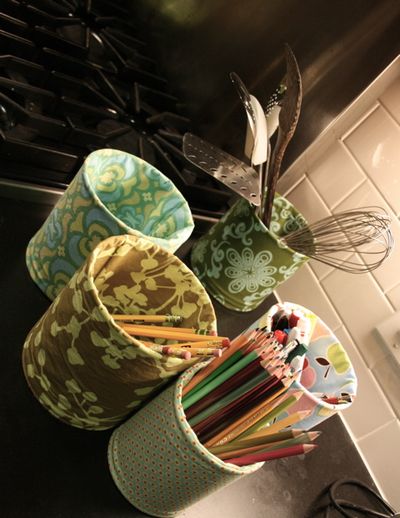 Use your slipcovered cans to hold keys, pens, utensils or whatever else you need contained. (Megan Cooley / The Spokesman-Review)