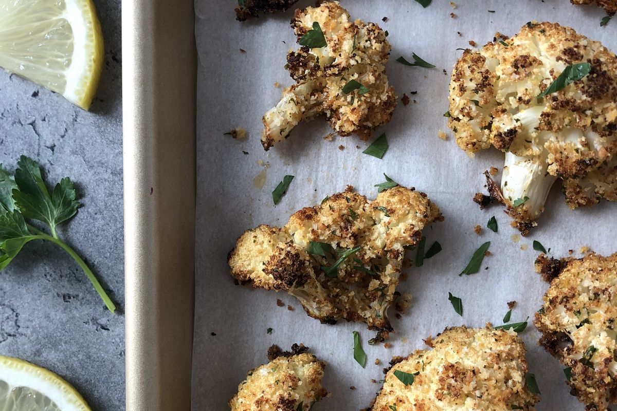 This oven roasted cauliflower has a deliciously crisp exterior and tender bite.  (Audrey Alfaro/For The Spokesman-Review)