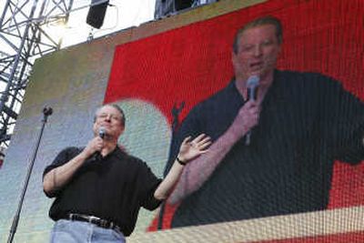 
Al Gore delivers a speech during the Live Earth concert in East Rutherford, N.J. on Saturday. Associated Press
 (Associated Press / The Spokesman-Review)