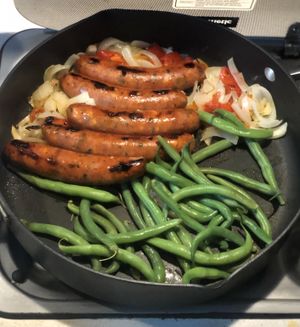 Fresh beans from the garden were a perfect accompaniment to grilled sausages served on a recent camping trip. (Leslie Kelly)
