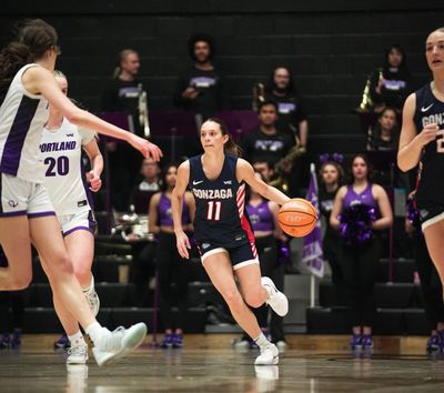 Gonzaga guard Allie Turner brings the ball up the court during a West Coast Conference game against Portland at Chiles Center on Saturday.  (Courtesy of Gonzaga Athletics)