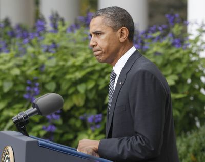 Obama addresses the White House press corps on Thursday. (Associated Press)