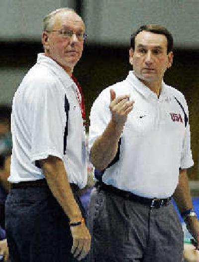 
Mike Krzyzewski, right, depends on big help from assistants such as Jim Boeheim. 
 (Associated Press / The Spokesman-Review)