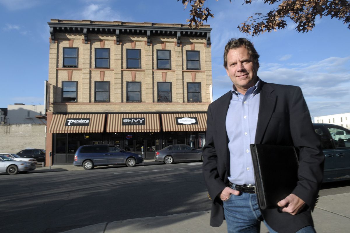 Steve Salvatori is pictured in 2010 outside the Spokane Entrepreneurial Center that he developed in the 300 block of West First Avenue. Salvatori served on the Spokane City Council from 2011 to 2014. He died Saturday at the age of 67.  (The Spokesman-Review photo archive)