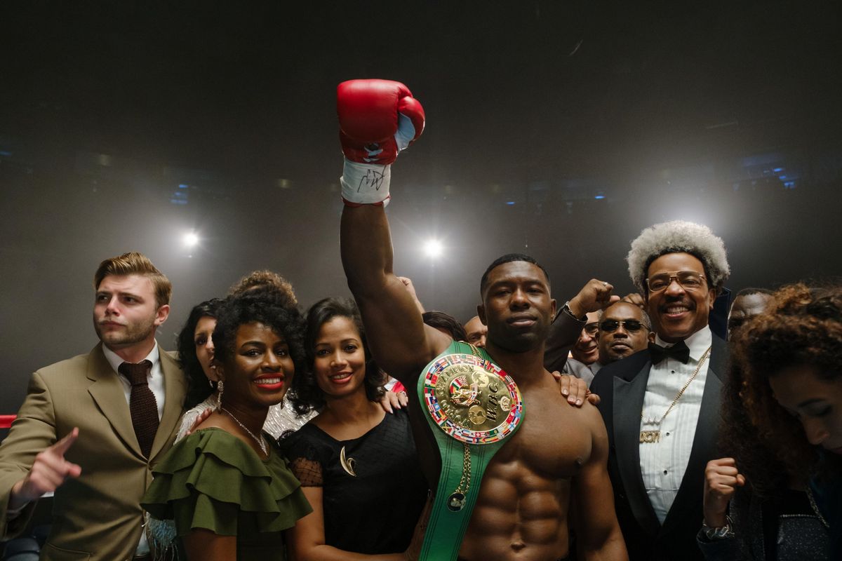 Trevante Rhodes and Russell Hornsby in “Mike.”  (Patrick Harbron / Hulu)