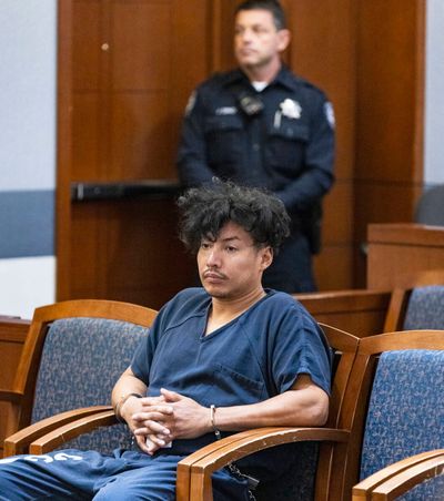 Yoni Barrios appears in court during a status check on the filing of a criminal complaint at the Regional Justice Center, on Oct. 11, 2022, in Las Vegas. Barrios was arrested after allegedly stabbing eight people, two fatally, with a kitchen knife on the Las Vegas Strip on Oct. 6. (Bizuayehu Tesfaye/Las Vegas Review-Journal/TNS)  (Las Vegas Review-Journal/TNS)