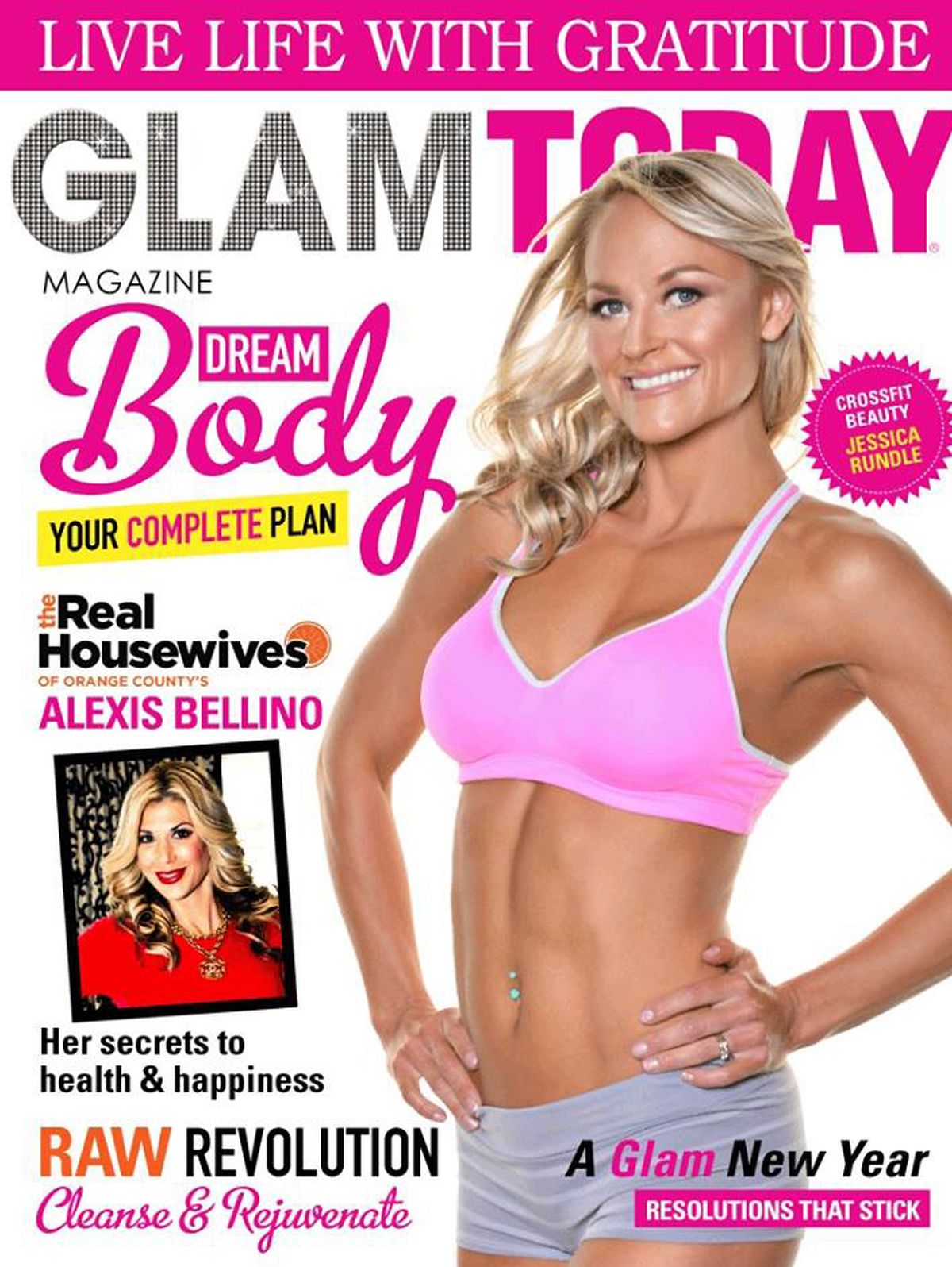 Jessica Rundle on the cover of Glam Today magazine.