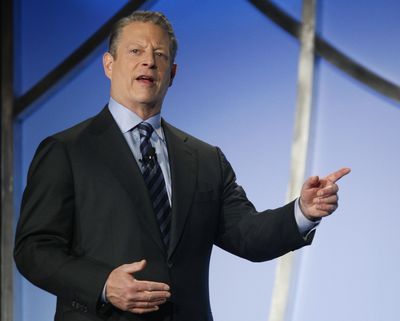 Former Vice President Al Gore speaks during the Greenbuild International Conference and Expo Wednesday in Phoenix. “30 Rock’s” green theme will feature Gore in a cameo role next week.  (Associated Press)
