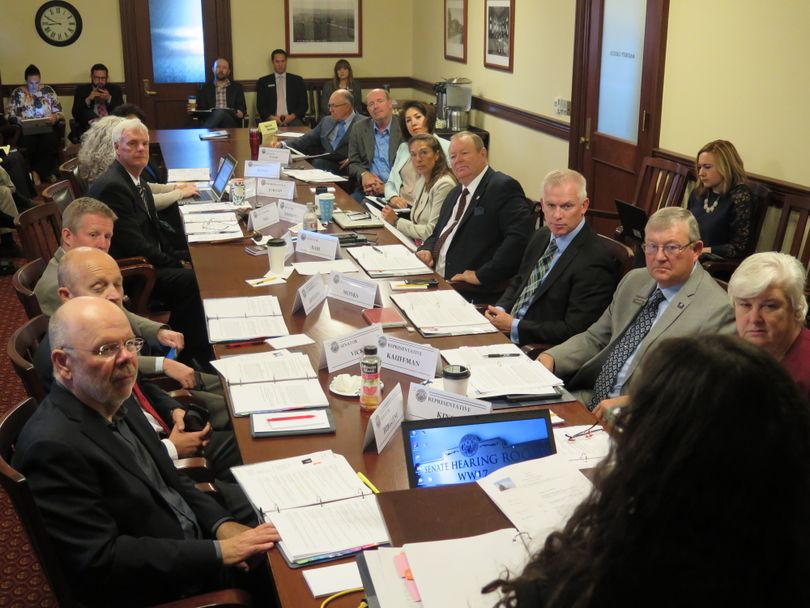 The Idaho Legislative Council meets on Friday, Oct. 27, 2017; the lawmakers conferred with officials including Senate Secretary Jennifer Novak on how to modify the way they do business at the end of each year's session in light of a court ruling. (Betsy Z. Russell)