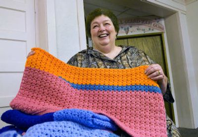 
Volunteer Donna Ayers has made more than 600 blankets that are given to children being removed from unsafe homes. Through the My Bag program, Ayers has participated in the lives of hundreds of children.
 (Colin Mulvany photo / The Spokesman-Review)