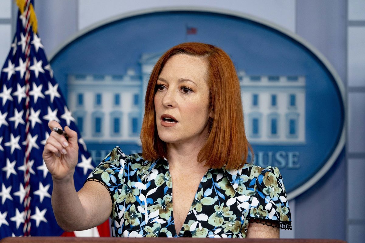 White House press secretary Jen Psaki calls on a reporter during a press briefing in the White House in Washington, Friday, April 16, 2021.  (Andrew Harnik)