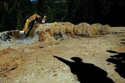
Jim Nieman, U.S. Forest Service geotechnical engineer, points toward the work being done to remove mining waste in Lake Pend Oreille''s Gold Creek watershed. 
 (Kathy Plonka / The Spokesman-Review)
