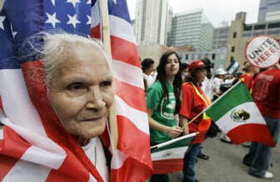 
Miquita Ibarra, 78,  participates in an immigration reform rally in  Thursday in downtown Chicago. Associated Press
 (Associated Press / The Spokesman-Review)