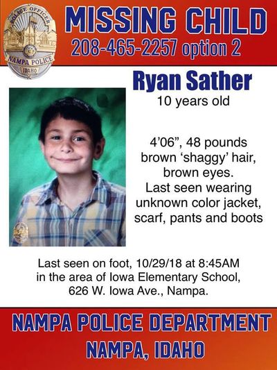 A photo of RYan Sather, who was last seen Monday morning near Iowa Elementary School in Nampa. (Nampa Police Department)