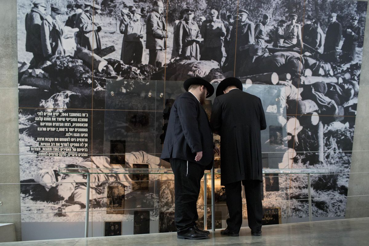 People visit Yad Vashem Holocaust Memorial in Jerusalem, Sunday, April 23, 2017. Israel is marking the annual Holocaust Remembrance Day beginning at sunset Sunday. (Oded Balilty / Associated Press)
