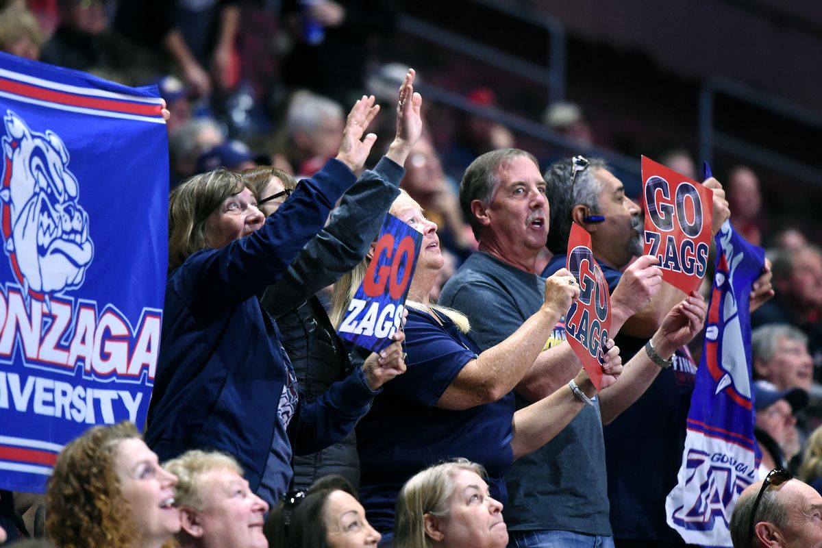 Zags fans cheer on the women's team during the West Coast Conference Basketball Championships final game, Tues., March. 6, 2018, at Orleans Arena in Las Vegas.   (Colin Mulvany/THE SPOKESMAN-REVIEW)