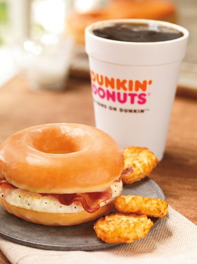 Dunkin’ Donuts’ glazed doughnut breakfast sandwich.