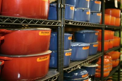 Stacks of colorful Dutch ovens fill the racks at the Le Creuset store in Grove City, Pa.  (Associated Press / The Spokesman-Review)