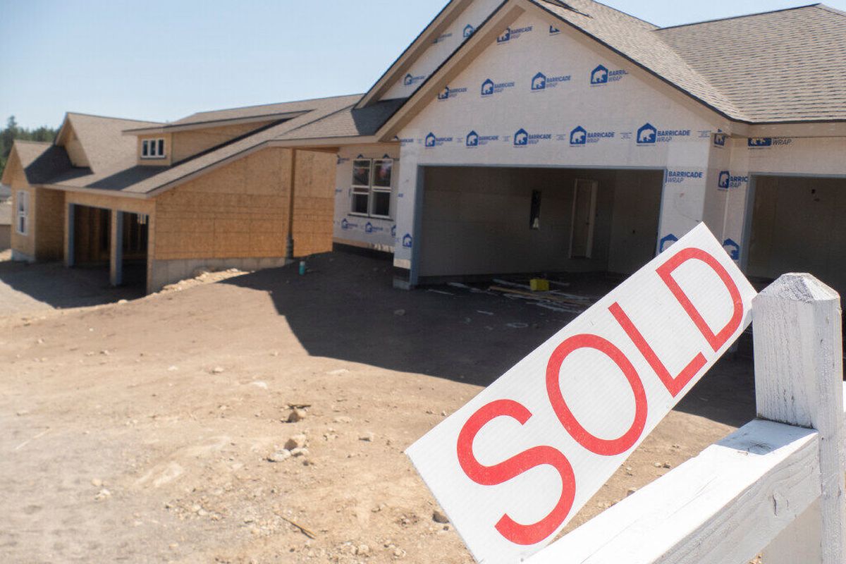 New homes, many of them presold, are shown in the Parkvue Hills subdivision in Spokane Valley on July 9, 2021.  (Jesse Tinsley / The Spokesman-Review)