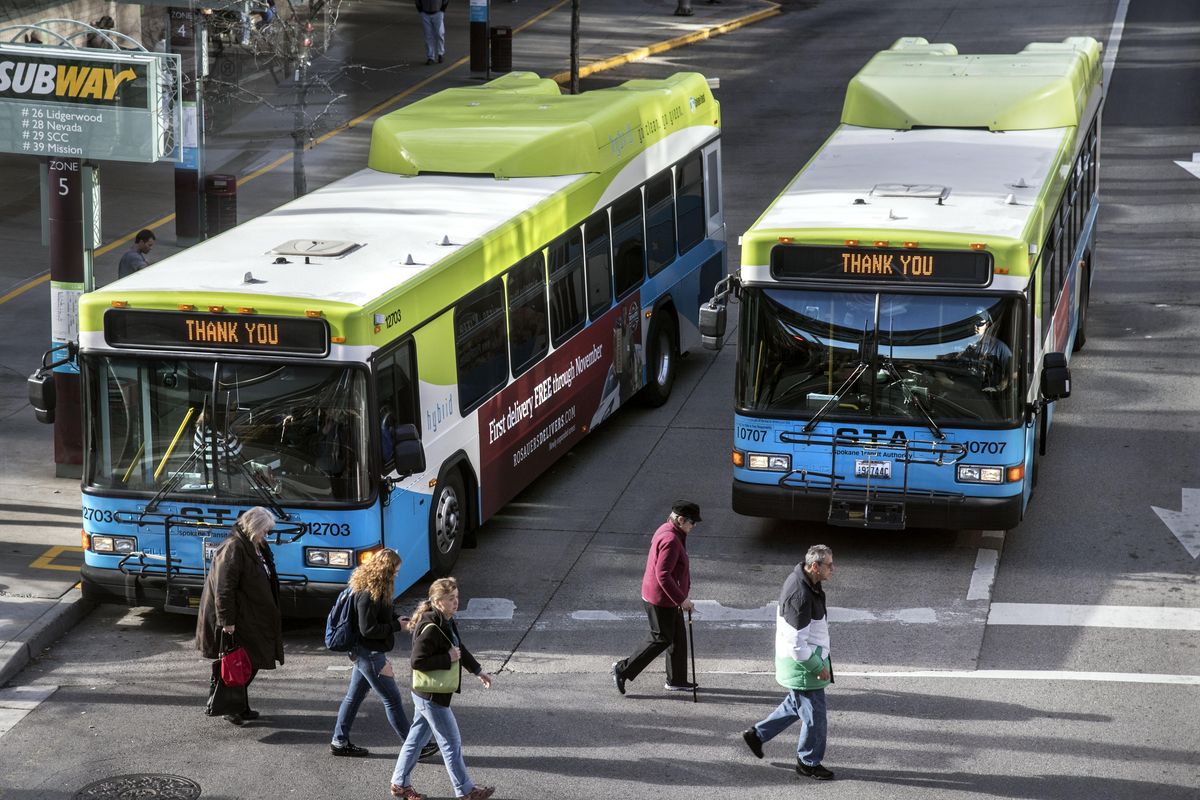 STA buses display a thank-you on their reader sign, Wednesday, Nov. 9, 2016, after Proposition 1 was passed on Tueday evening. DAN PELLE danp@spokesman.com (Dan Pelle / The Spokesman-Review)