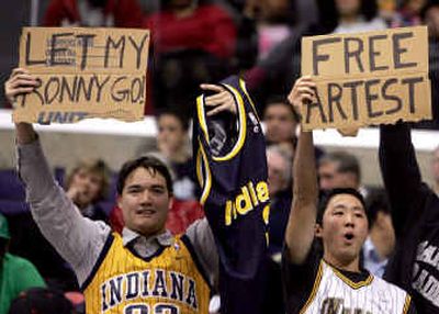 Indiana fans plead their case in support of suspended Pacers forward Ron Artest.
(Associated Press / The Spokesman-Review)