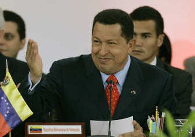 
Venezuela's President Hugo Chavez speaks during the ALBA Summit in Caracas on Saturday. Associated Press
 (Associated Press / The Spokesman-Review)