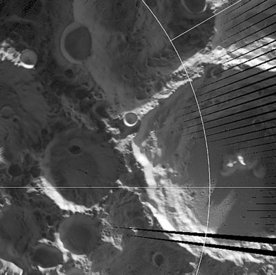 This image provided by NASA shows the crater called Faustini, upper center, on the south pole of the moon, where temperatures reached 397 degrees below zero.   (Associated Press / The Spokesman-Review)