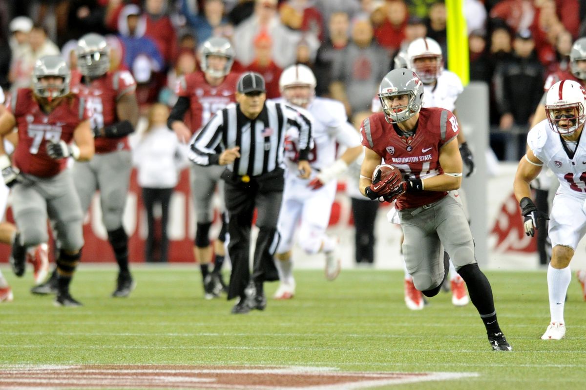 Washington State receiver River Cracraft has caught 28 passes for 355 yards. (Tyler Tjomsland)