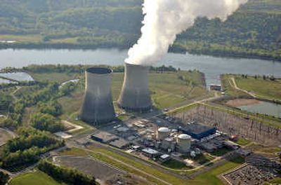 
This April 2007 photograph shows the cooling tower of the single operating reactor at the Watts Bar Nuclear Plant in Spring City, Tenn. Associated Press
 (File Associated Press / The Spokesman-Review)