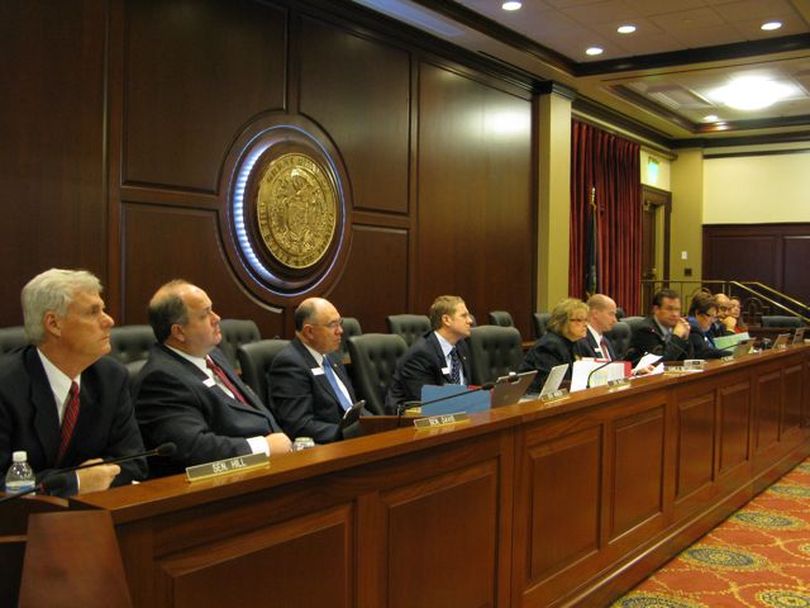 Senate State Affairs Committee members listen to testimony at Friday morning's nullification hearing, which stretched for close to three hours. (Betsy Russell)