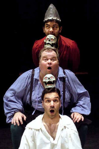 From top, Paul Villabrille, Ron Ford and Stuart McKenzie star in Spokane Civic Theatre's 