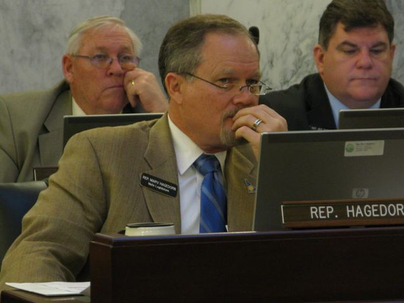 Rep. Marv Hagedorn, R-Meridian, a new member of JFAC, asked ISP's chief the impact of a 7 percent funding cut for next year; Col. Jerry Russell said it would be 'devastating.' (Betsy Russell)