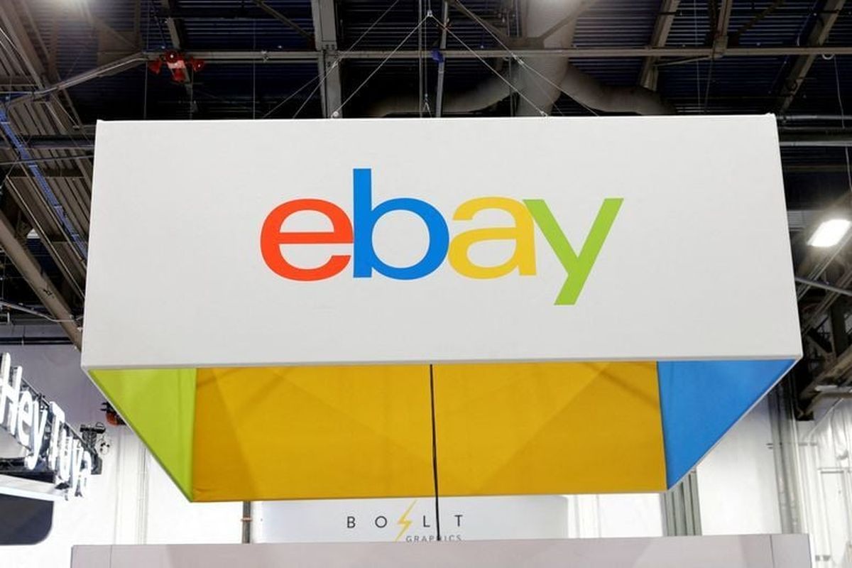 The eBay logo is displayed at the eBay booth during CES 2026, an annual consumer electronics trade show on Jan. 6, in Las Vegas.  (Reuters )