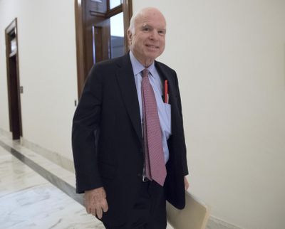 In this Sept. 5, 2017, photo, Sen. John McCain, R-Ariz., walks from his Senate office as Congress returns from the August recess in Washington. (J. Scott Applewhite / Associated Press)