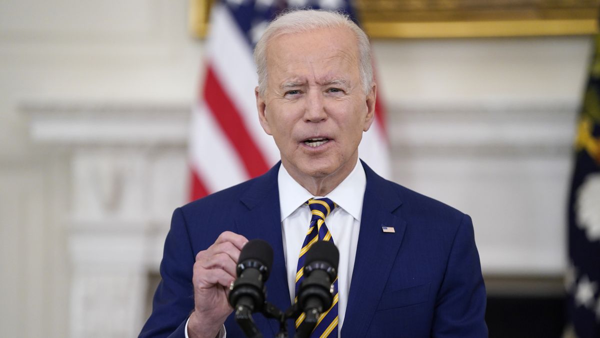 FILE - In this June 18, 2021, file photo, President Joe Biden speaks in the State Dining Room of the White House in Washington.  (Evan Vucci)