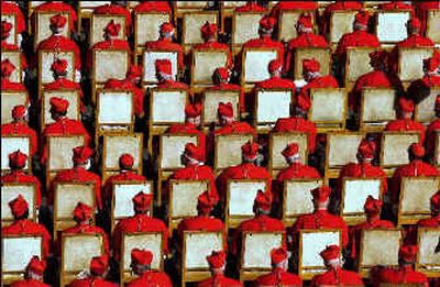 
The conclave of cardinals should open 15 days after the death of a pope but can be postponed to 20 days if circumstances warrant. They meet to vote under Michelangelo's famous ceiling in the Sistine Chapel, which is next door to St. Peter's Basilica. 
 (Gamma / The Spokesman-Review)