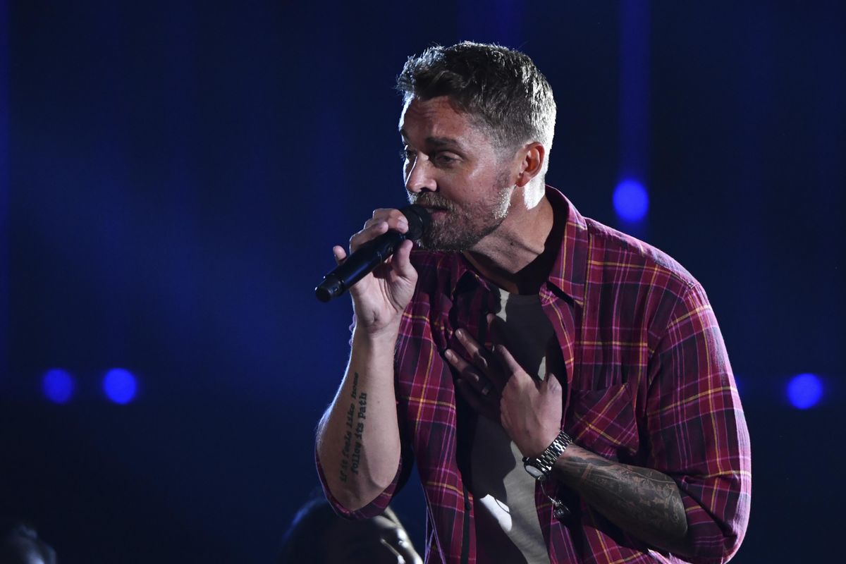 Brett Young performs “Mercy” at the 52nd annual CMA Awards at Bridgestone Arena in 2018. (Charles Sykes / Charles Sykes/Associated Press)