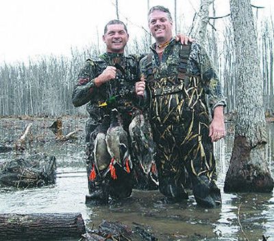 
Richard Manry of Birmingham, Ala., left, reported shooting drake mallards in December that had leg bands indicating the ducks had hatched in the Idaho Panhandle near Sandpoint. 
 (Photo from Richard Manry. / The Spokesman-Review)