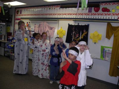 
Susan Henderson's third-grade class at Broadway Elementary studied Japanese culture and then performed songs, poetry and gave a demonstration of the Bon Dance.
 (Courtesy Melanie Rose / The Spokesman-Review)