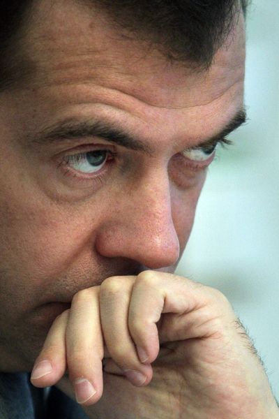 Russian President Dmitry Medvedev is hoping to get his countrymen to cut back on their drinking.  (File Associated Press / The Spokesman-Review)