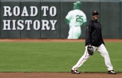 
Giants slugger Barry Bonds has the opportunity to break Hank Aaron's all-time home run record in front of his home crowd. Associated Press
 (Associated Press / The Spokesman-Review)