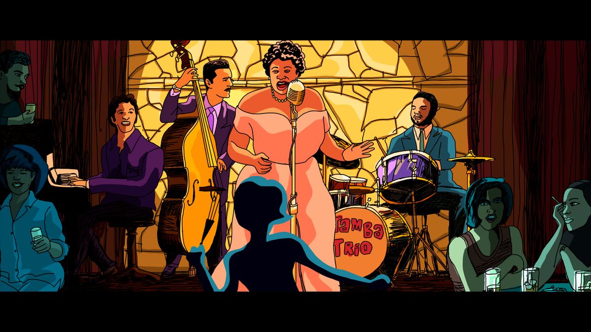 Ella Fitzgerald is depicted in a scene from “They Shot the Piano Player.”   (Sony Pictures)
