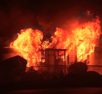 An elderly Spokane Valley resident died Thursday in a blaze fueled partly by their oxygen tank, according to a Spokane Valley Fire Department news release.  (Spokane Valley Fire Department)