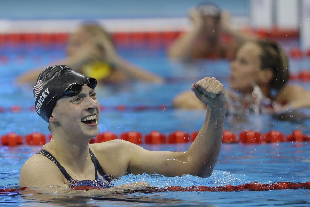 Stanford swimmer Katie Ledecky, a decorated U.S. Olympian, was named the top collegiate female athlete. (David J. Phillip / Associated Press)