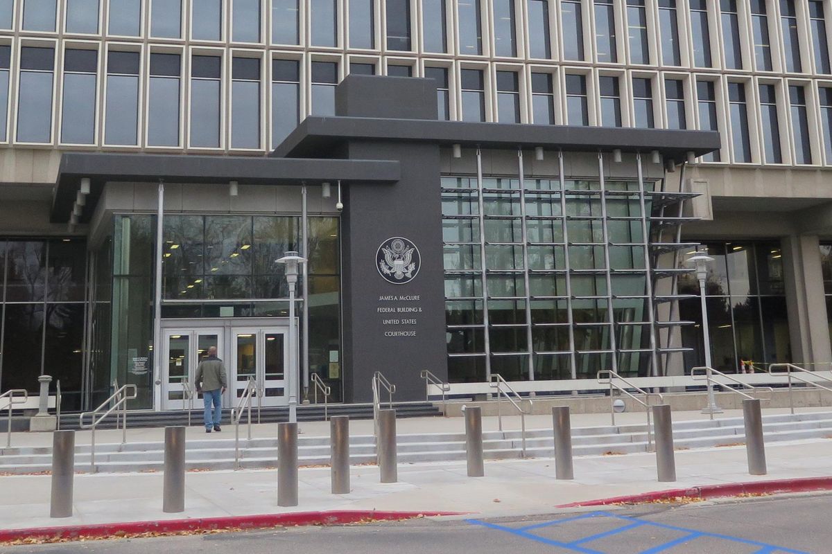 The James A. McClure Federal Building and United States Courthouse in Boise, where attorneys in a multimillion-dollar lawsuit between Asarco and Union Pacific faced off Monday morning, Oct. 30, 2017. The trial, over cleanup costs for mining contamination in the Coeur d’Alene Basin, is expected to run for three weeks. (Betsy Z. Russell)