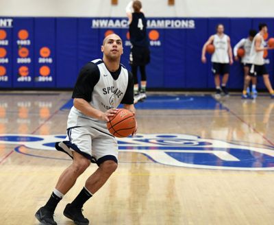 Defending NWAC Player of the Year Levi Taylor of Community Colleges of Spokane averages nearly 21 points per game. (Jesse Tinsley / The Spokesman-Review)